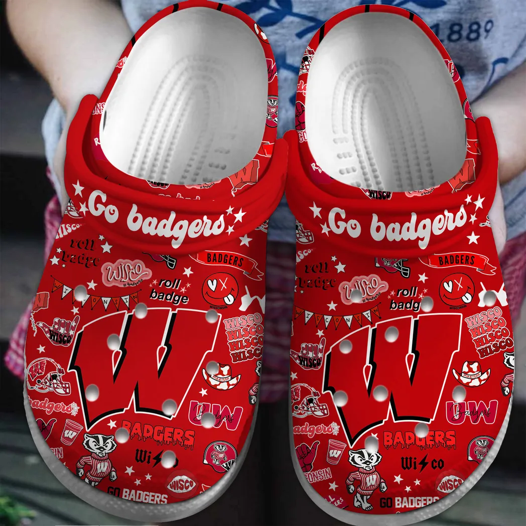 Wisconsin Badgers 2025 NCAA Sport Crocs Clogs, Wisconsin Badgers Crocs - GNL14653