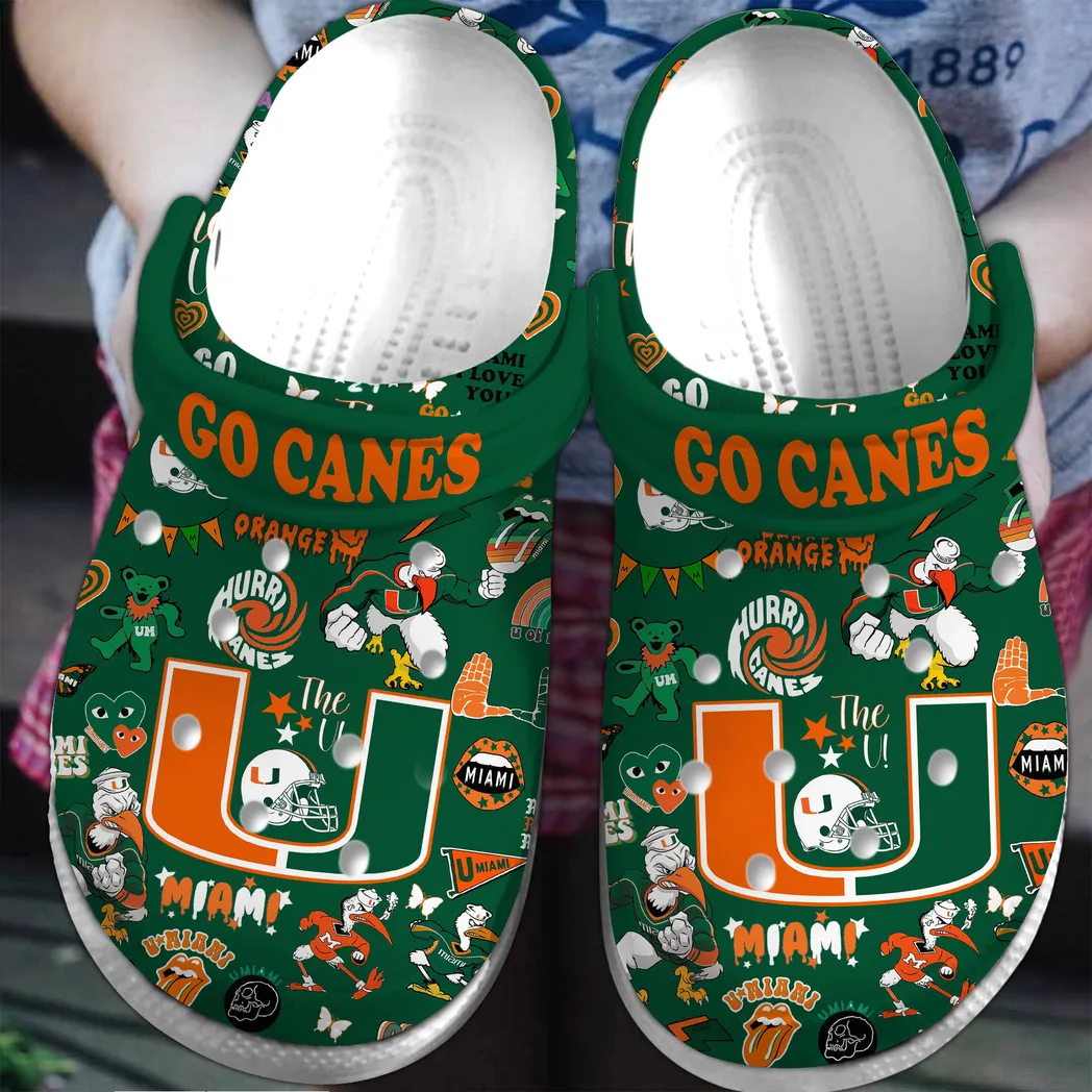 Miami Hurricanes 2025 NCAA Sport Crocs Clogs, Miami Hurricanes Crocs - GNL14685