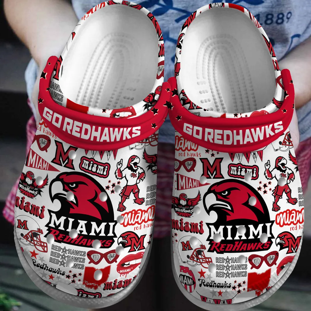 Miami Red Hawks 2025 NCAA Sport Crocs Clogs, Miami Red Crocs