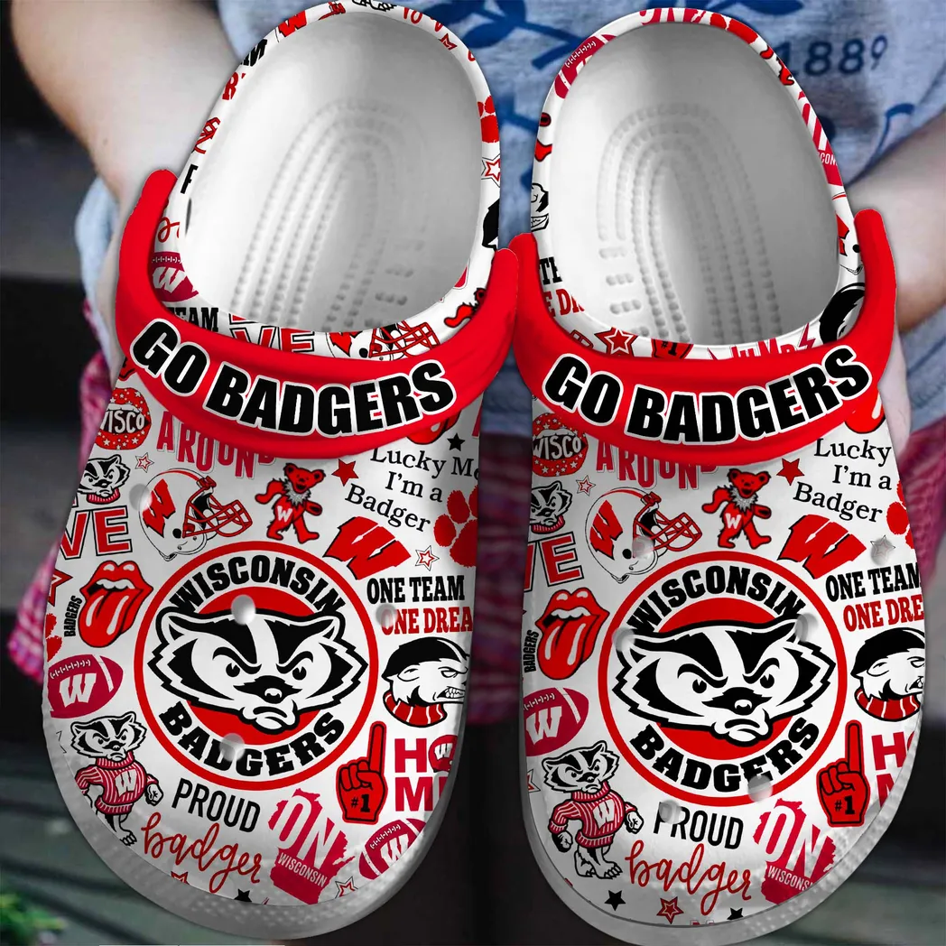 Wisconsin Badgers 2025 NCAA Sport Crocs Clogs, Wisconsin Badgers Crocs - GNL146109