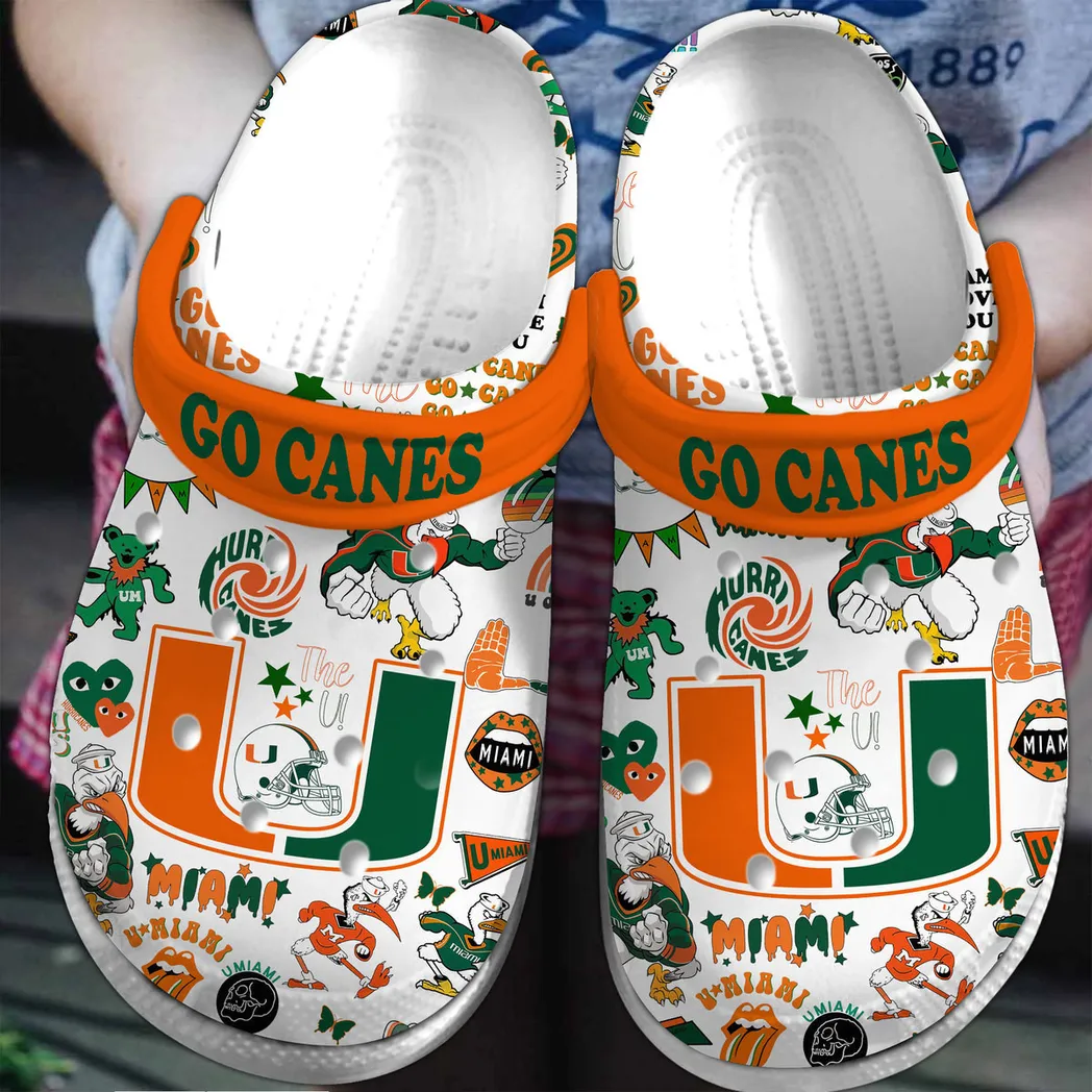 Miami Hurricanes 2025 NCAA Sport Crocs Clogs, Miami Hurricanes Crocs - GNL146153