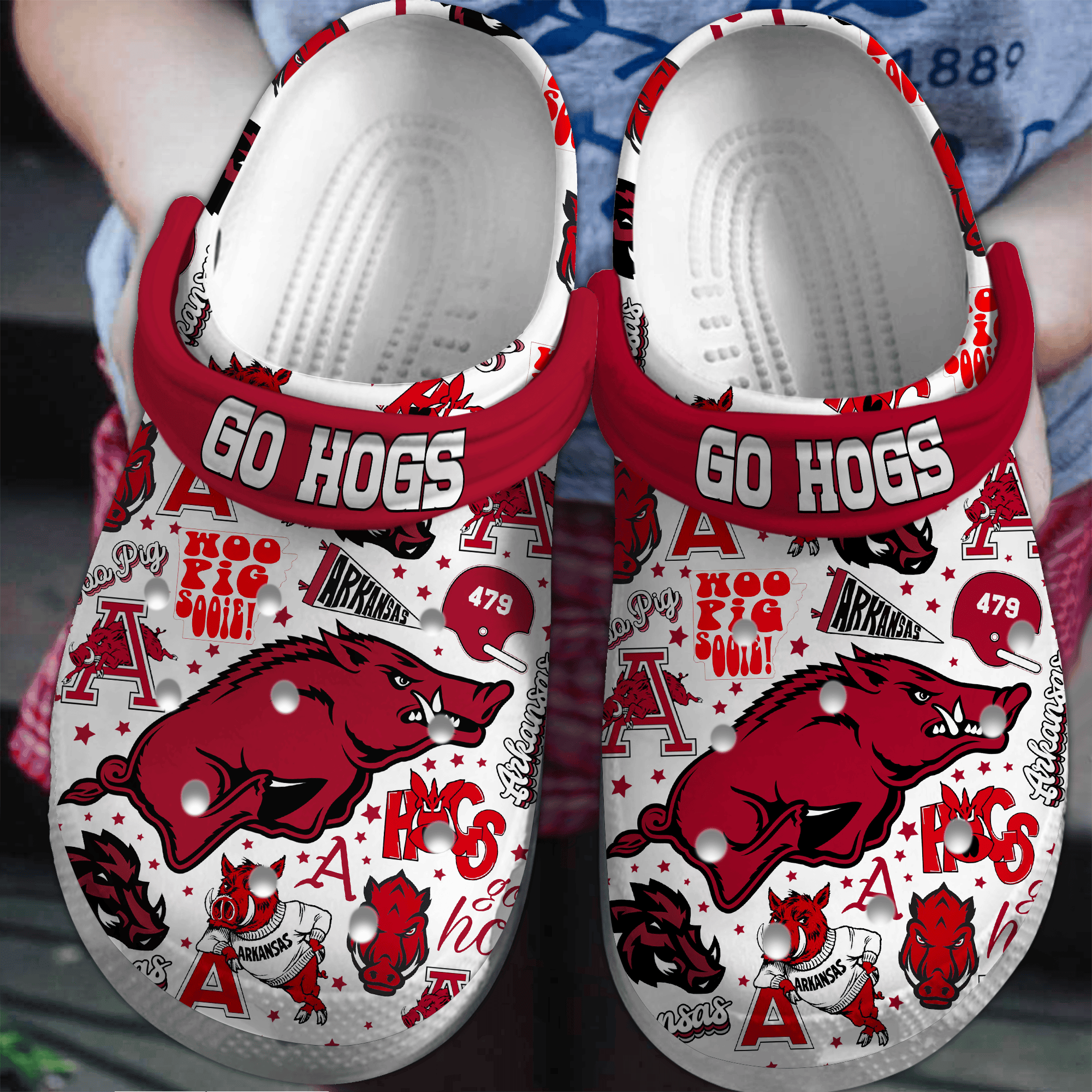 Arkansas Razorbacks NCAA Sport Crocs Crocband Clogs Shoes For Men Women ans kids and Kids