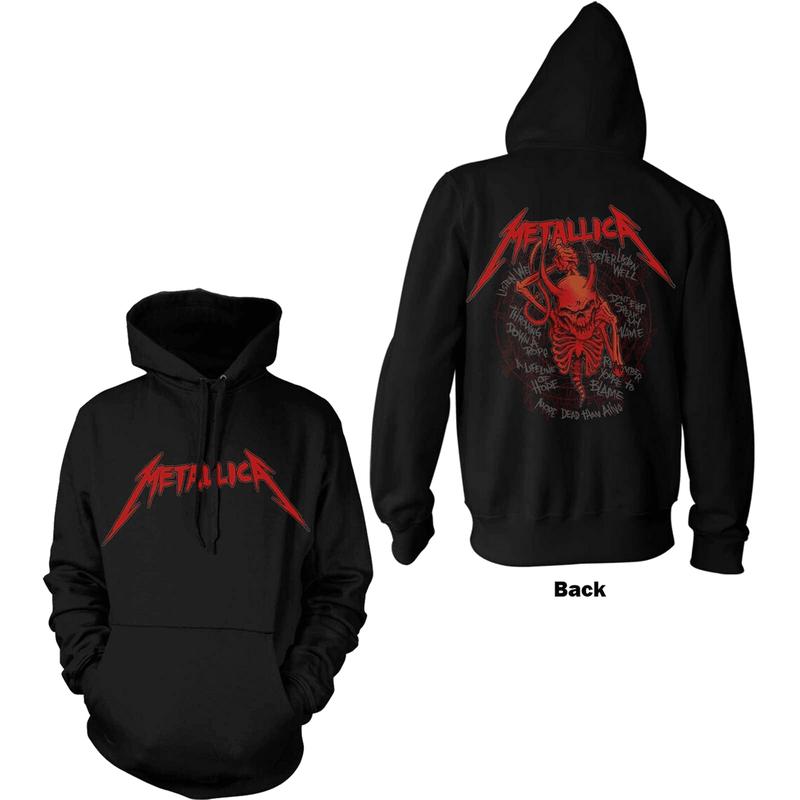 Vintage-Metallica Unisex Pullover Skull Screaming Red Back Print James Hetfield Hoodie