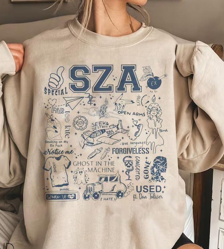 Sza Music Album Sweatshirt, Sos Tour Tee Sweater
