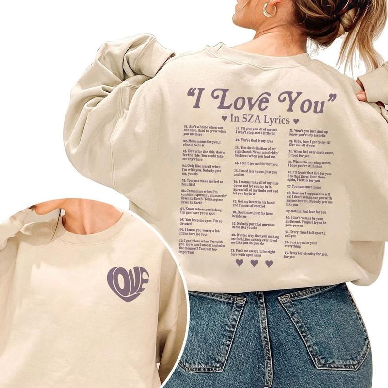 Sza I Love You Lyrics Sweatshirt, Sza Sos Tour