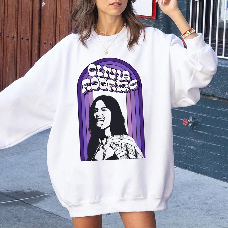 Vintage Olivia Rodrigo Purple Rainbow Sweater, Olivia Rodrigo Guts Merch Guts Tour Sweater