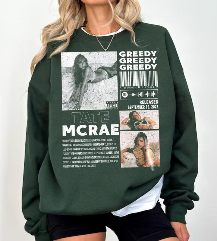 Vintage Tate Mcrae Music Merch Sweater, Retro Tate Mcrae Greedy Album 90S Tee