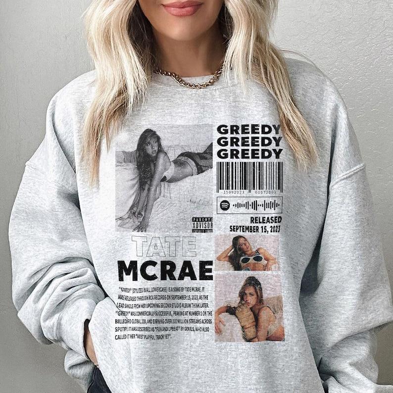 Tate Mcrae Music Merch Sweater, Tate Mcrae Greedy Album 90S Tee