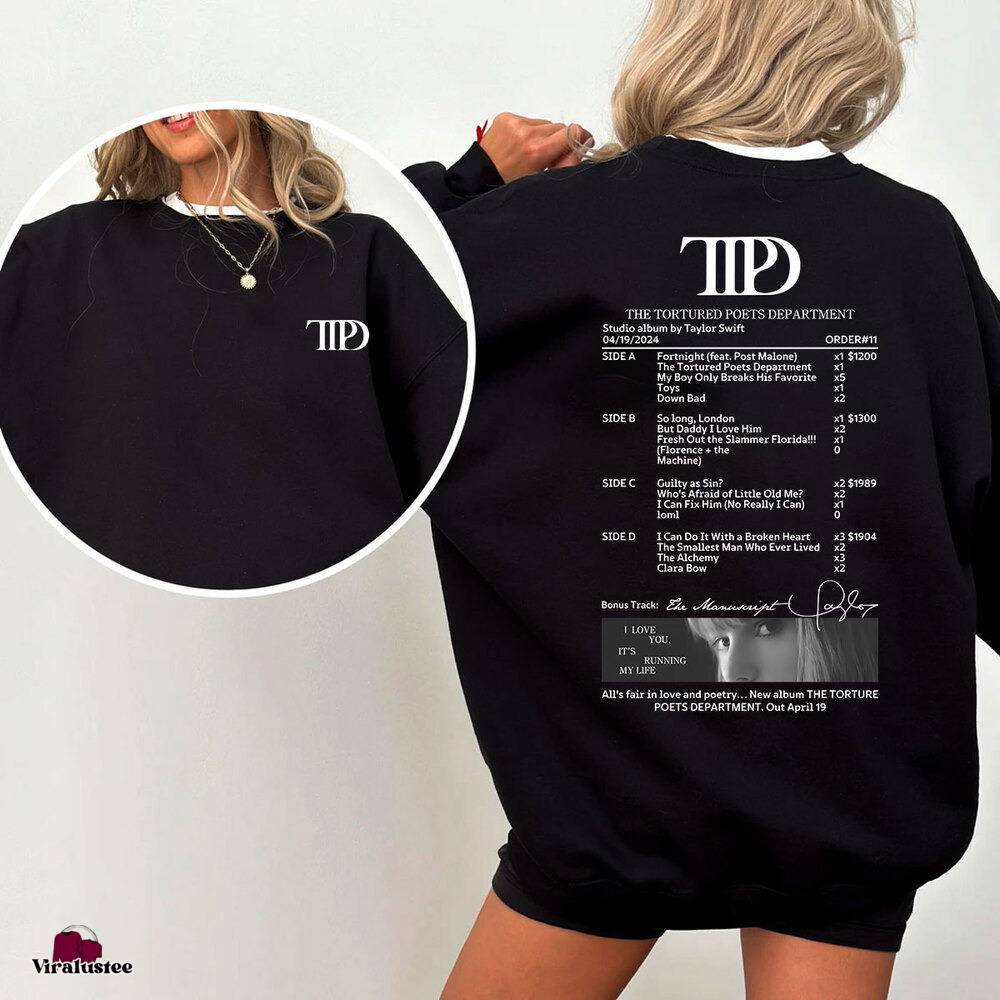 Vintage Taylor Swift The Tortured Poets Department Track List Sweatshirt, Taylor Swift Album Sweatshirt