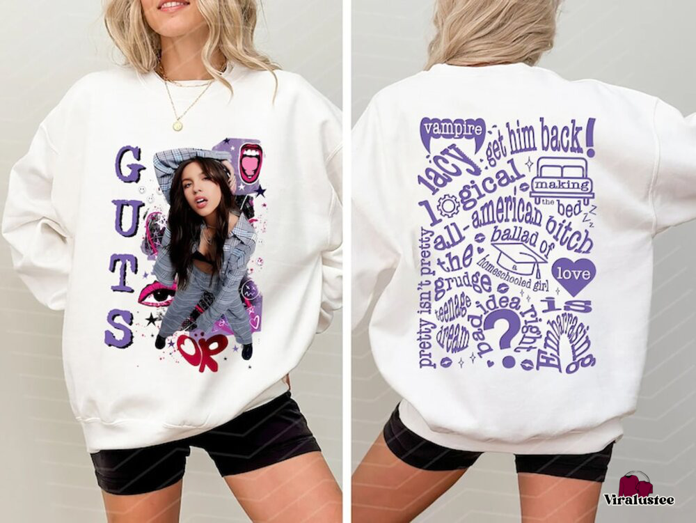 Vintage Olivia Rodrigo Guts Tour Track List Sweater, Guts Tour Sweatshirt