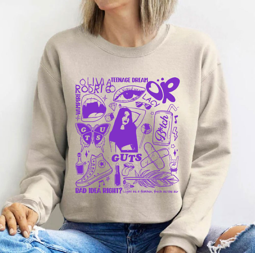 Vintage Guts Album Track List Olivia Rodrigo Sweatshirt, Guts Tour Sweatshirt ,Guts Merch