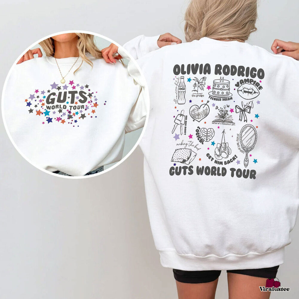 Vintage Guts Album Track List Olivia Rodrigo Sweater, Guts World Tour Sweatshirt, Gift For Livies