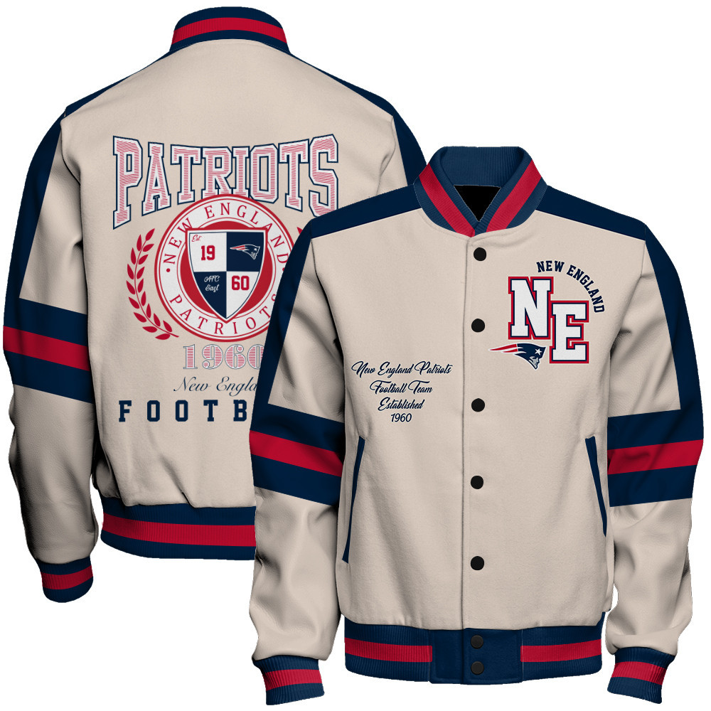 New England Patriots Football Team 2024 -25 Feel The Power Unisex Varsity Jacket