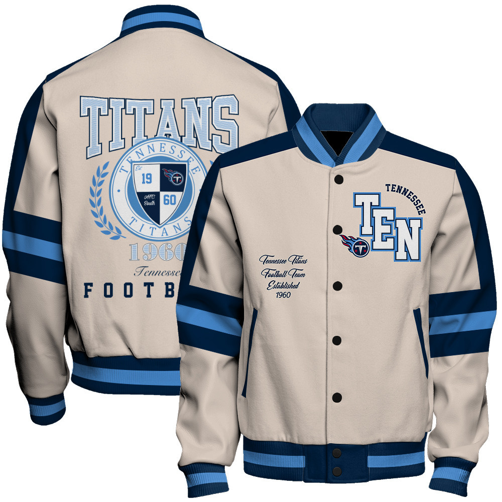 Tennessee Titans Football Team 2024 -25 Feel The Power Unisex Varsity Jacket