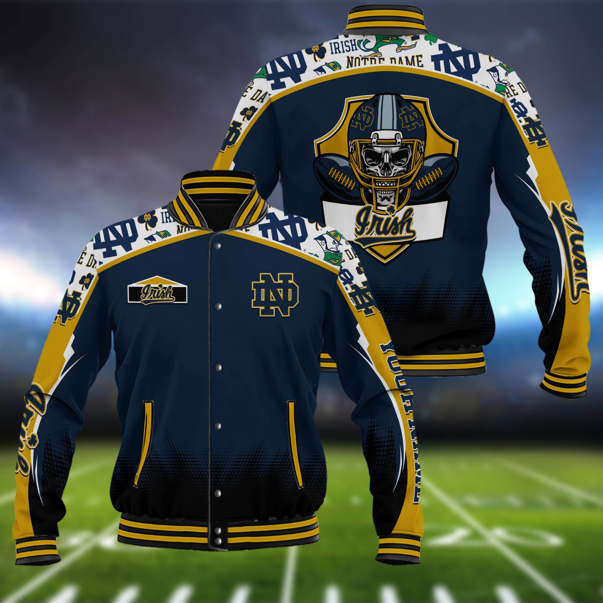 Notre Dame Fighting Irish Baseball Jacket Custom Name, Sport Team Jacket, Sport Gifts