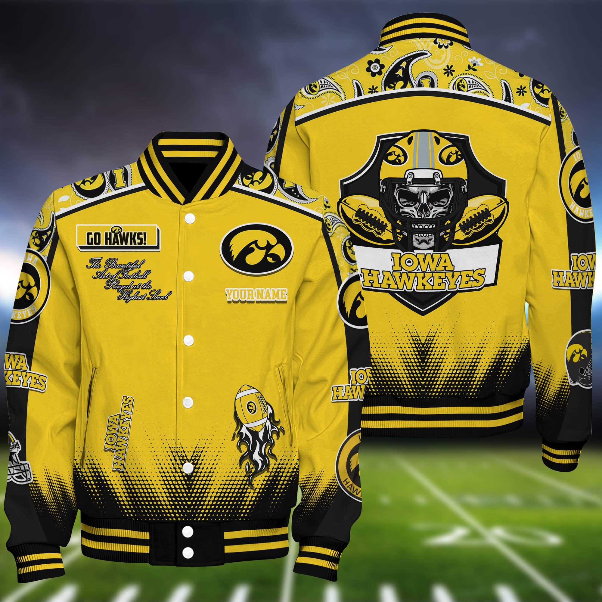 Iowa Hawkeyes Baseball Jacket Personalized Your Name, Jackets For Sport Fans
