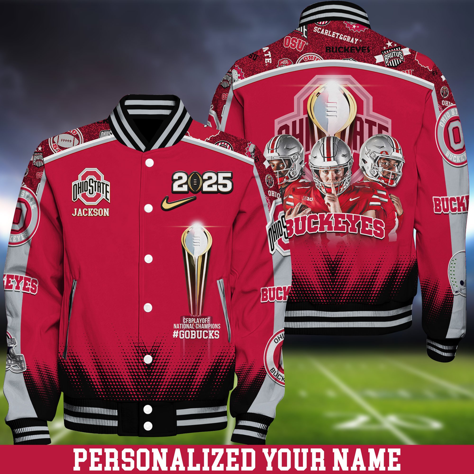 Ohio State Buckeyes Baseball Jacket Personalized Your Name, Sport Jackets For Fan, Sport Gifts