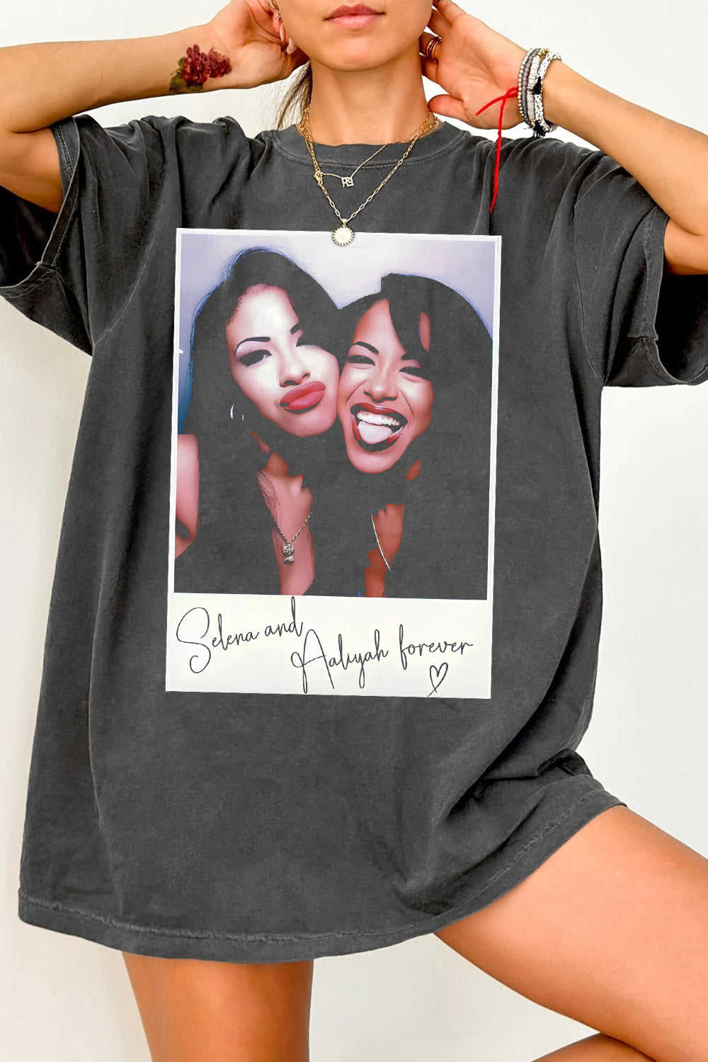 Selena & Aaliyah Photobooth Polaroid Tee For Women