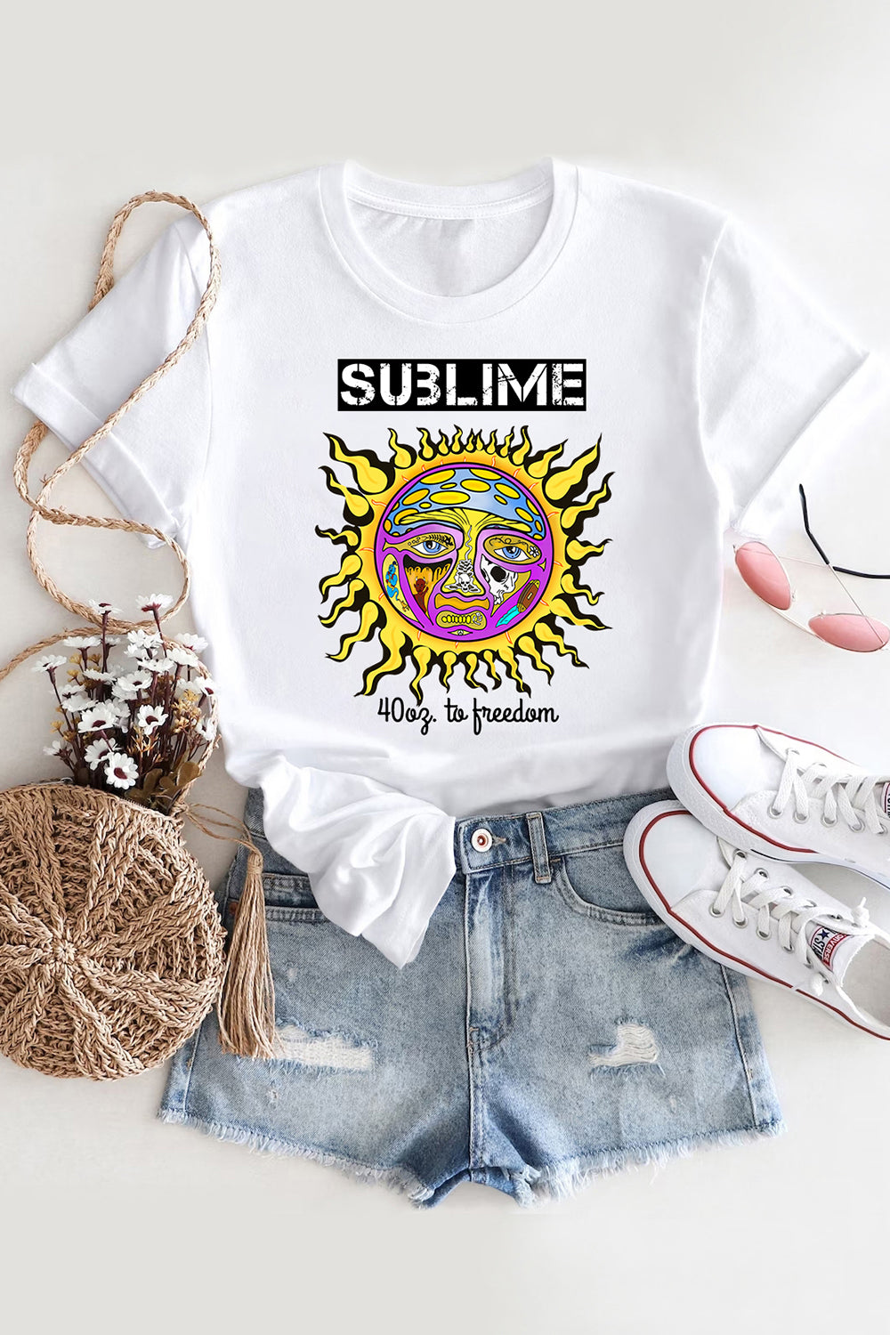 T-Shirt Sublime 40Oz. Merch, Shirt Sublime 40Oz. To Freedom For Women