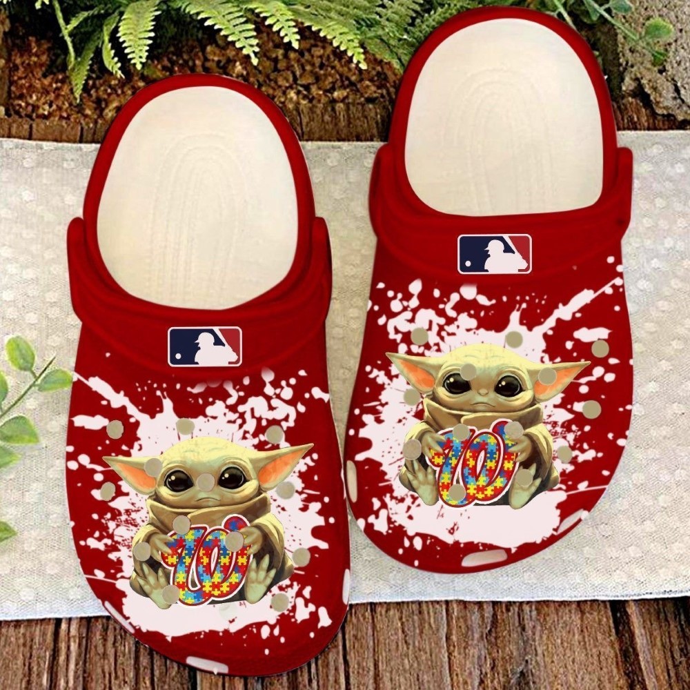 Baby Yoda Autism Washington Nationals MLB Crocs Crocband Clogs Shoes Comfortable For Men Women and Kids