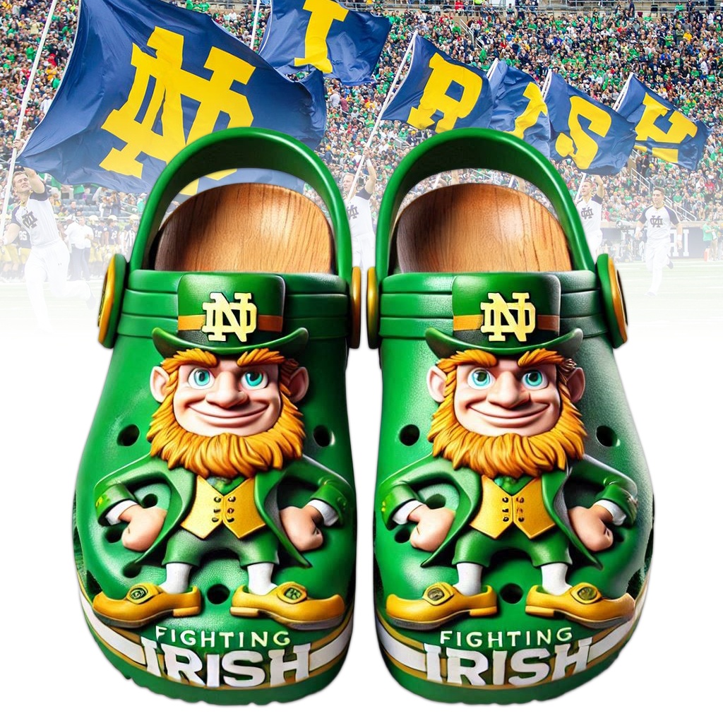 Notre Dame Fighting Irish NCAA Crocs Crocband Clogs Shoes Comfortable For Men Women and Kids
