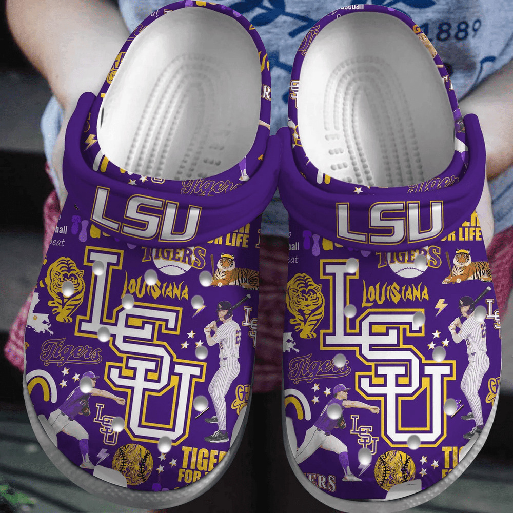 Premium LSU Geaux Tigers 2025 NCAA Sport Crocs Shoes Comfortable For Men Women - GNL146375