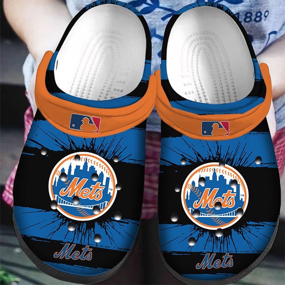 Mlb New York Mets Crocs Clog Black And Blue For Fan Baseball