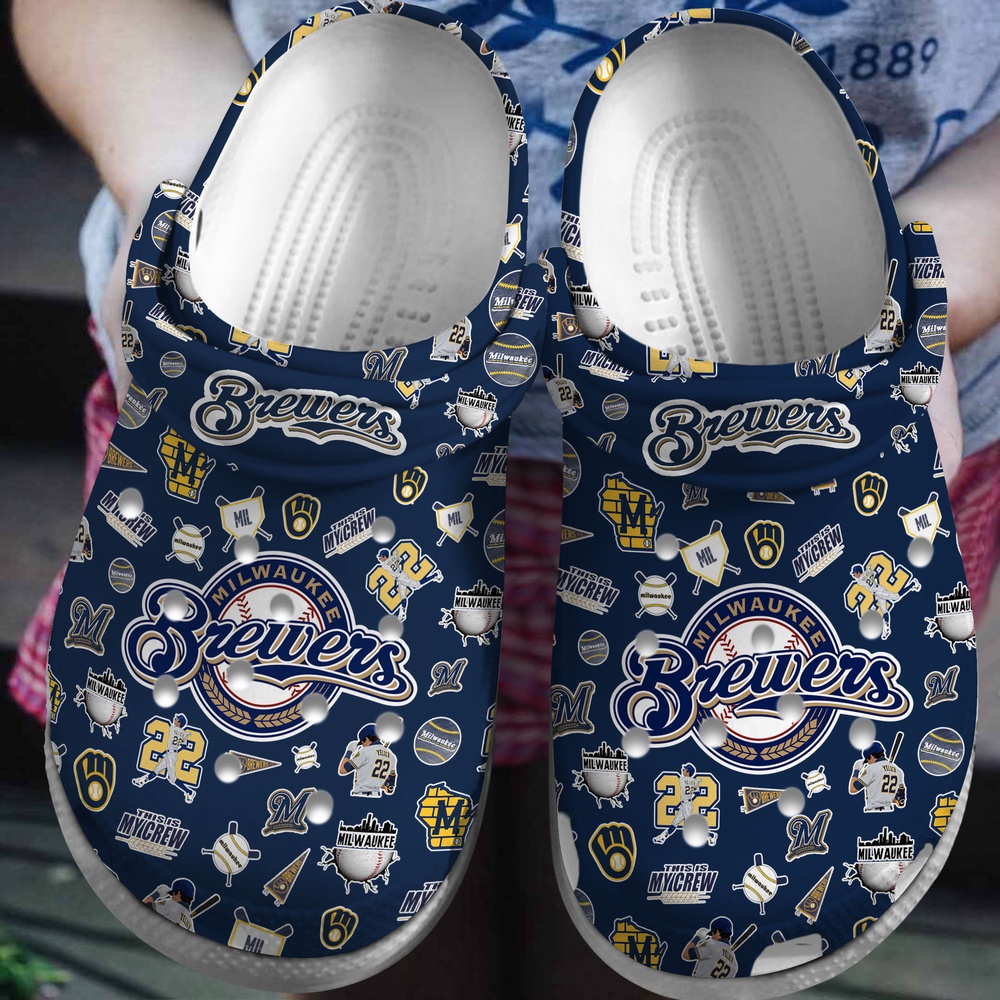 Mlb Milwaukee Brewers Crocs Crocband Clogs Shoes Comfortable For Men Women And Kids For Fan Mlb