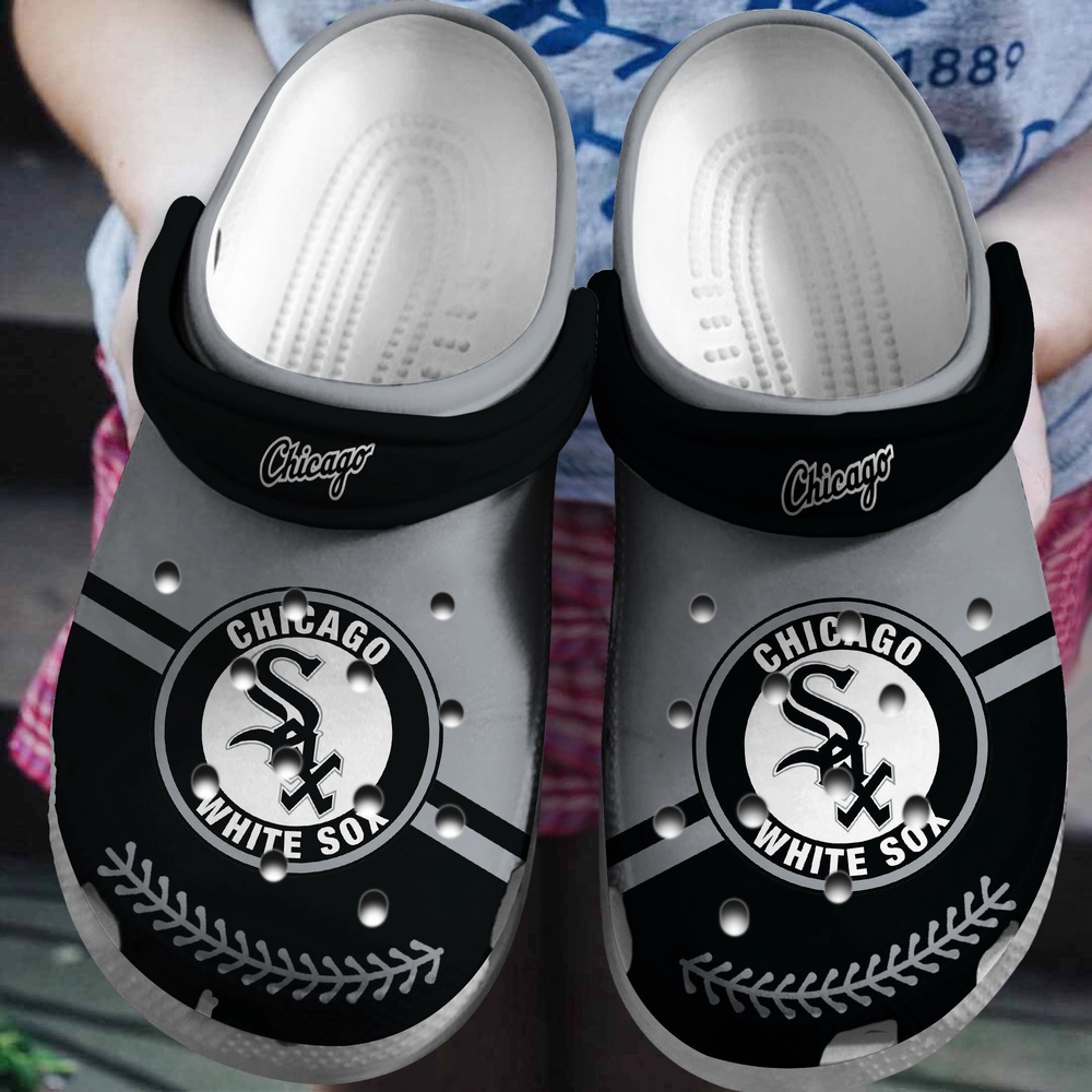 Mlb Chicago White Sox Crocs Clog Grey Black For Fan Baseball