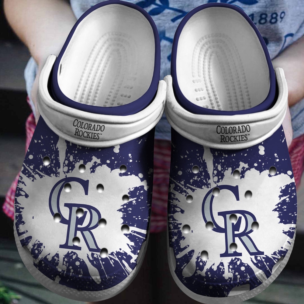 Mlb Colorado Rockies Crocs Clog White Blue For Fan Baseball