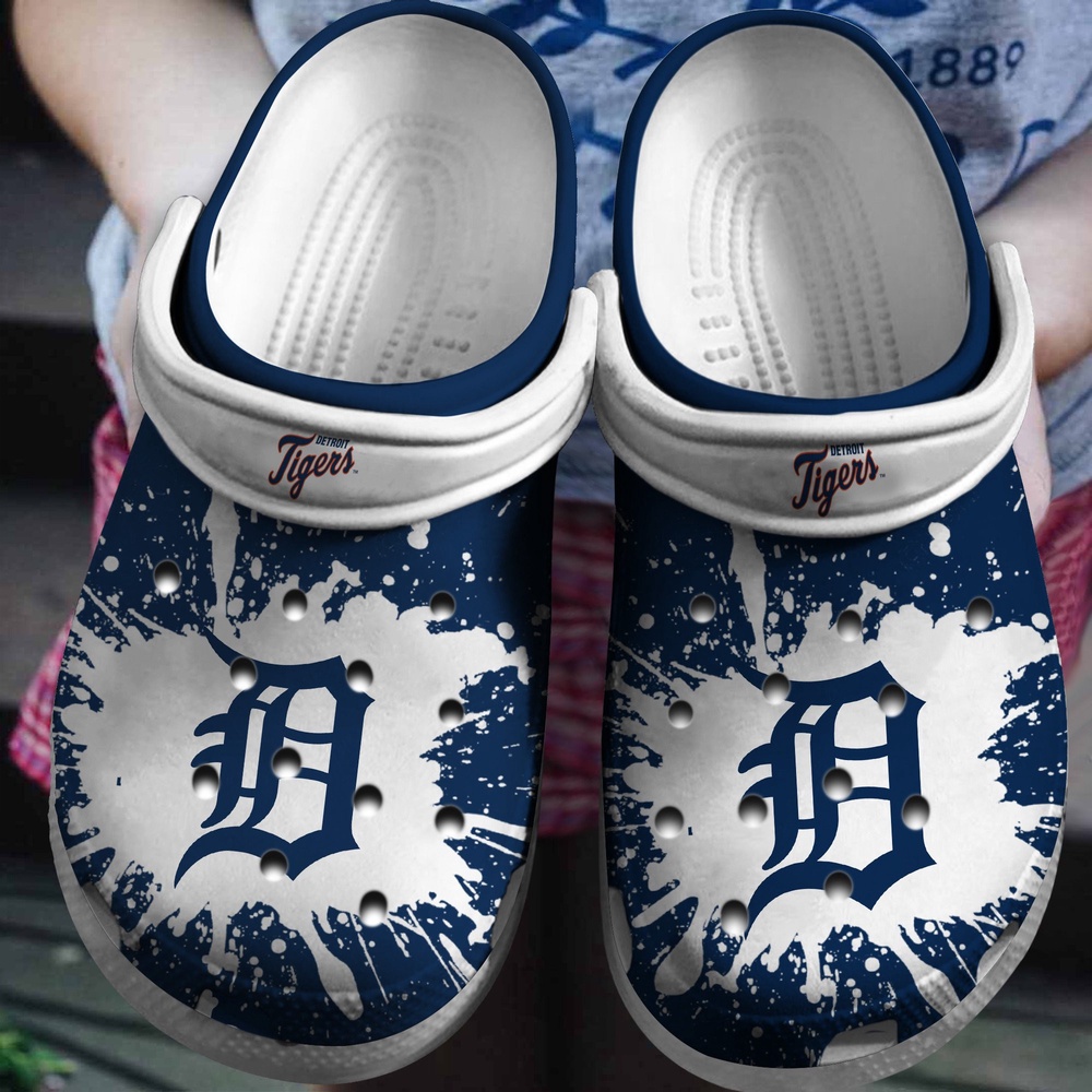 Mlb Detroit Tigers Crocs Clog White Navy For Fan Baseball