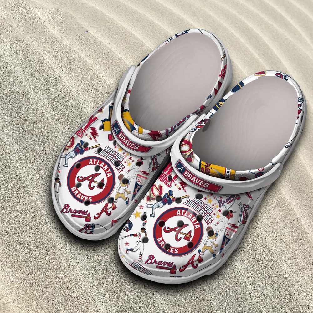 Mlb Atlanta Braves Baseball Crocs Clogs White For Men Women And Kids