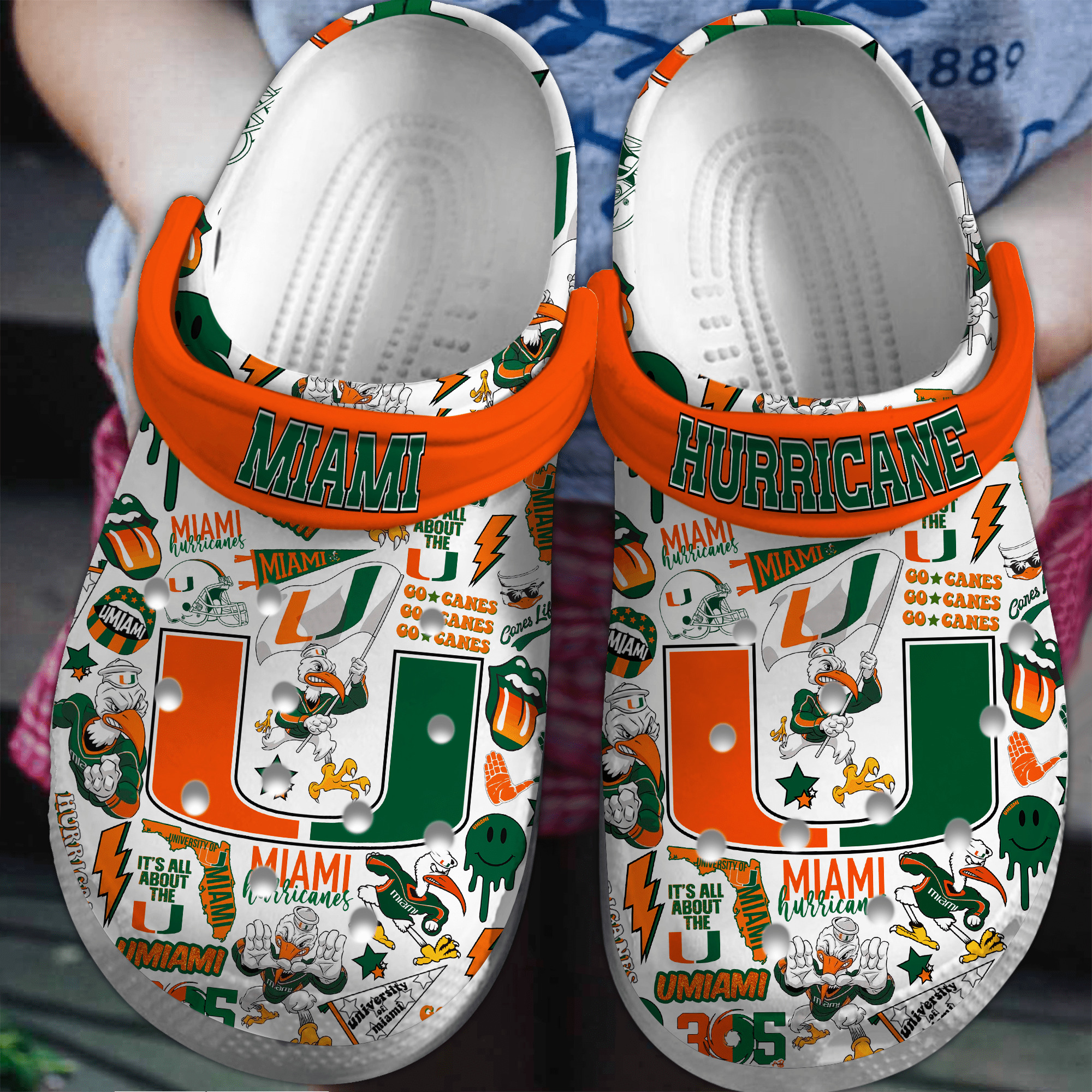 Miami Hurricanes 2025 NCAA Sport Crocs Crocband Clogs Shoes Comfortable For Men Women and Kids Footwearelite Exclusive