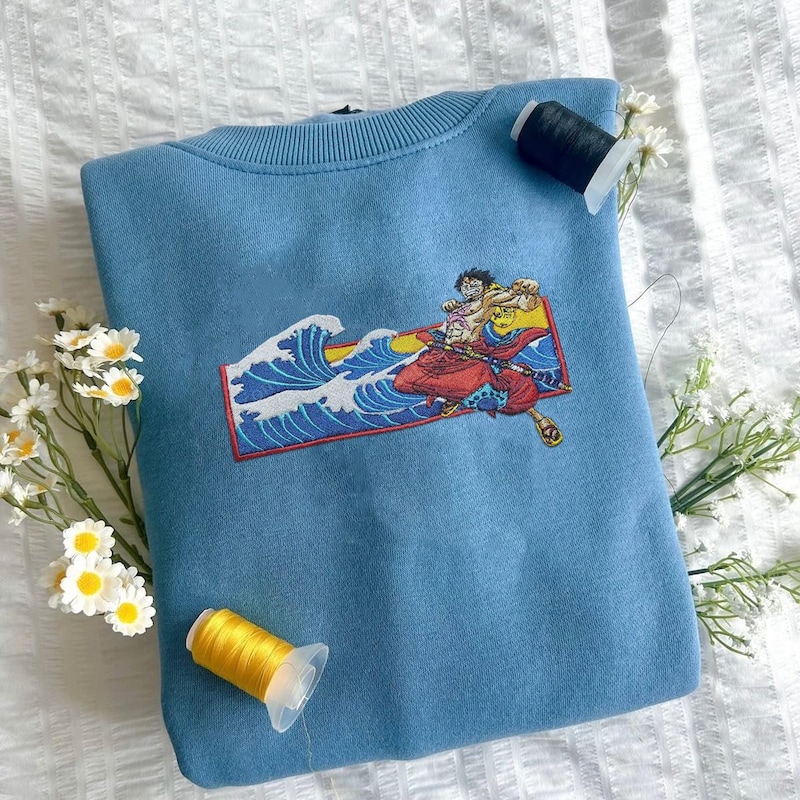 Anime Embroidered Sweatshirt | One Piece Embroidered Sweatshirt | Anime Embroidered Hoodie | Cartoon Embroidered Hoodie