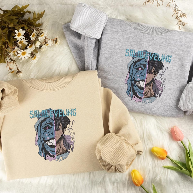 Anime Embroidered Sweatshirt | Anime Tee | Anime Embroidered Hoodie | Cartoon Embroidered Hoodie