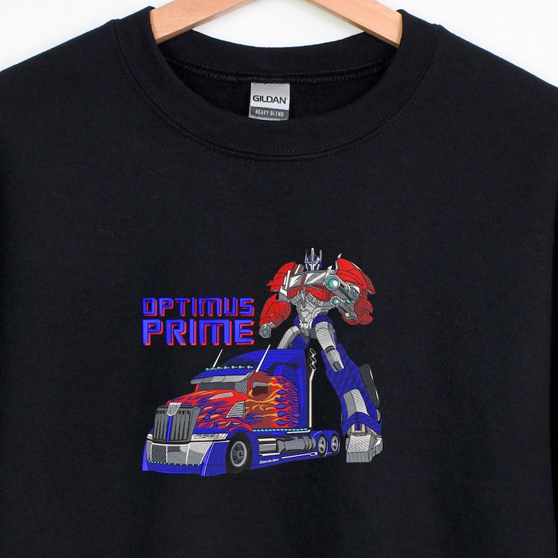 Anime Embroidered Robot Sweatshirt Truck Robot Custom Embroidered Anime Sweatshirt Embroidered Customized