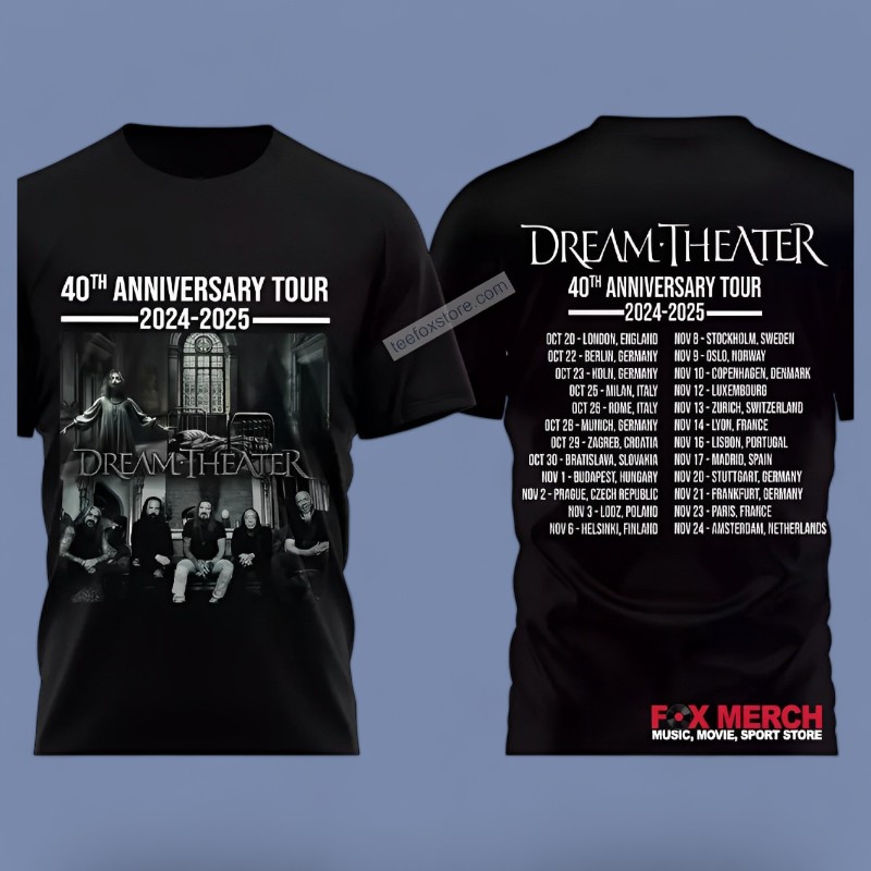 Dream Theater 40th Anniversary Tour 2025 Concert Black, Dream Theater 40th T-Shirt