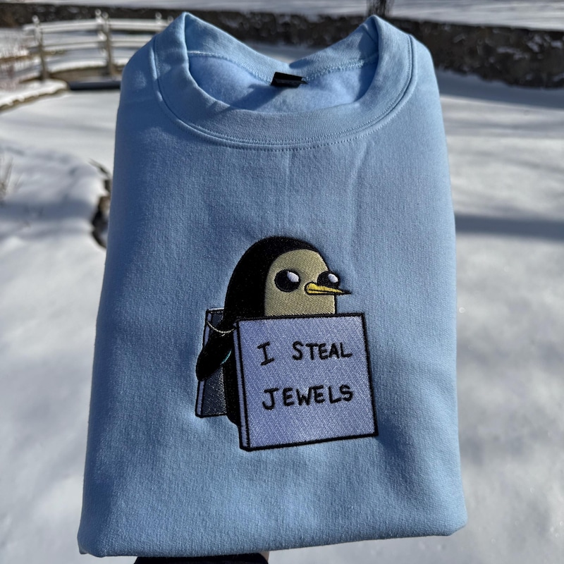 Adventure Time Embroidered Sweatshirt, Cartoon Apparel, Embroidery Clothing, Geeky Gift, Custom Fashion, TV Show Merch