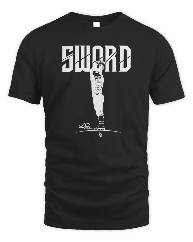 Official Trevor Bauer Merch Bauer Outage Sword T-Shirt
