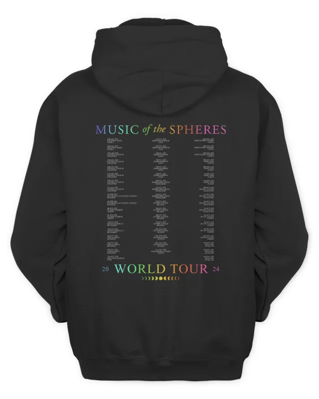 Coldplay Merch Helsinki July Music Of The Spheres Tour Black Hoodie