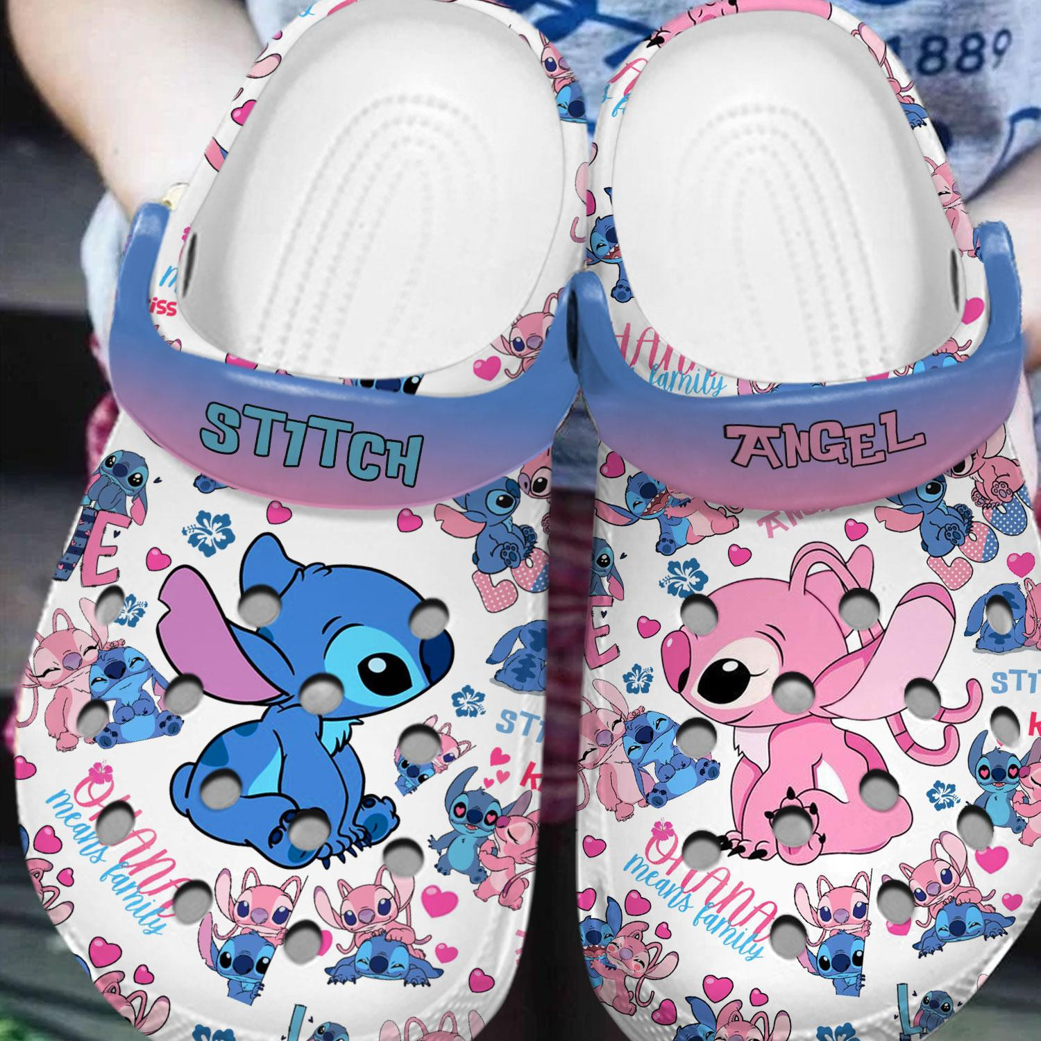Beautiful Design Stitch And Angel Cartoon Clogs Crocs Comfortable For Men Women and Kids