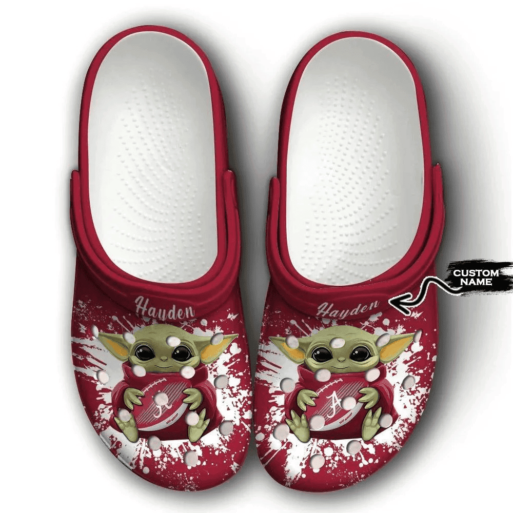 Arkansas Razorbacks Baby Yoda Custom Name Classic Clogs Shoes Crocs Comfortable For Men Women and Kids
