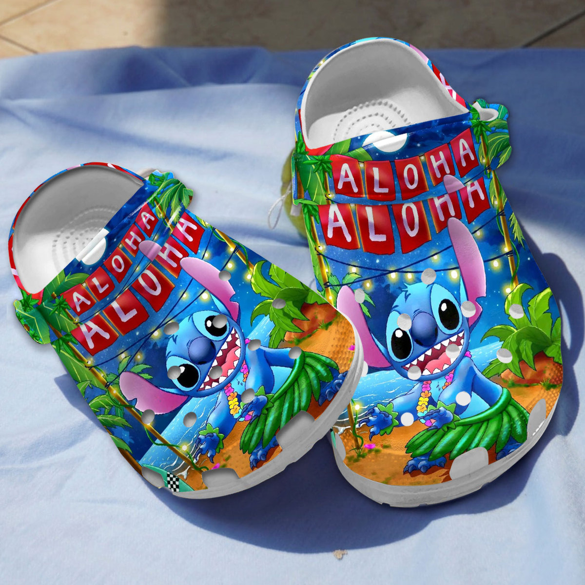 Beautiful Aloha Night Funny Stitch Cartoon Clogs Crocs For Men Women and Kids GSC1906409
