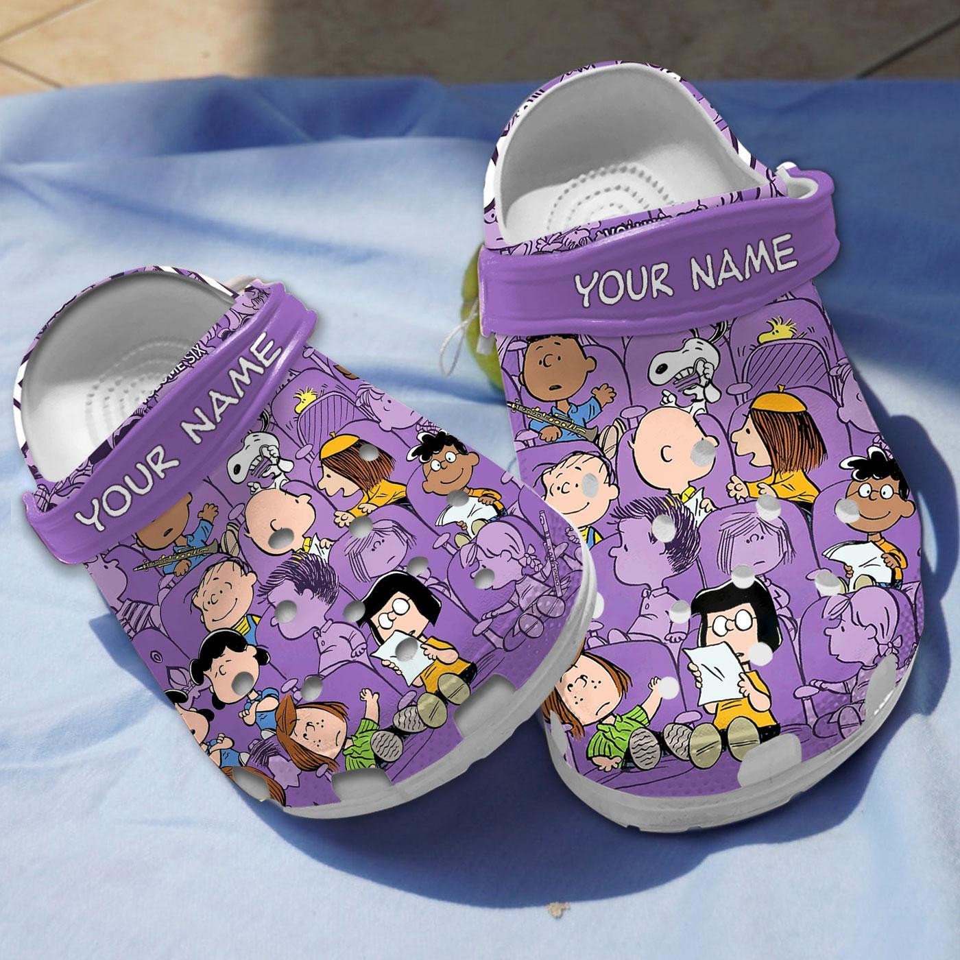 Cute Snoopy Characters Purple Clogs Shoes Crocs Comfortable For Men Women and Kids