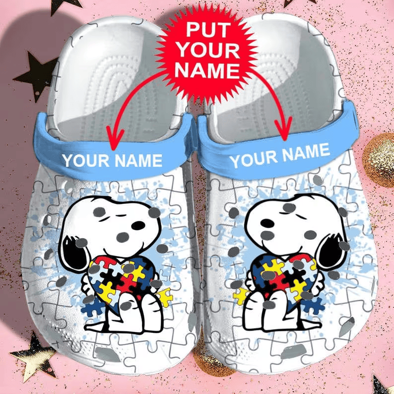 Cute Snoopy Autism Day Clogs Shoes Crocs Comfortable For Men Women and Kids
