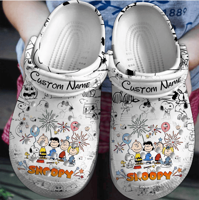 Exclusive Snoopy And Cute Friends White Classic Clogs Crocs Comfortable For Men Women and Kids
