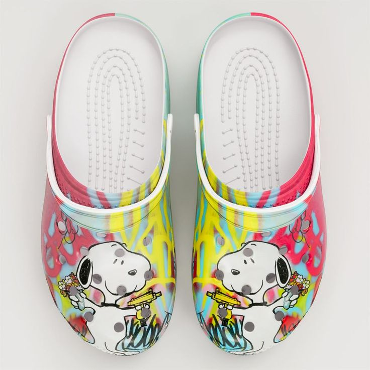 Funny Snoopy And Colorful Flower Classic Clogs Crocs Comfortable For Men Women and Kids