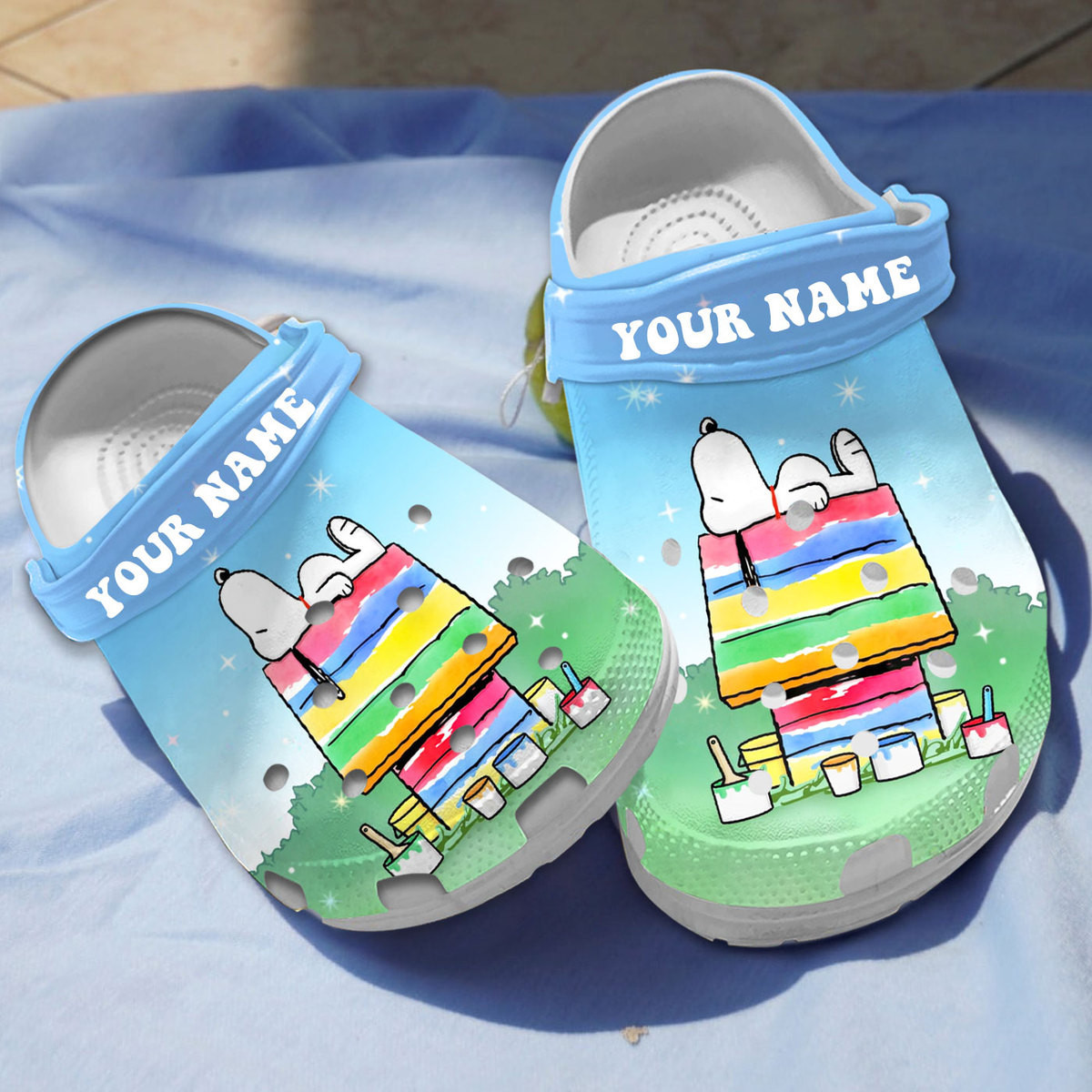 Nice Design Of Snoopy And Colorful Paints Clogs Crocs Comfortable For Men Women and Kids