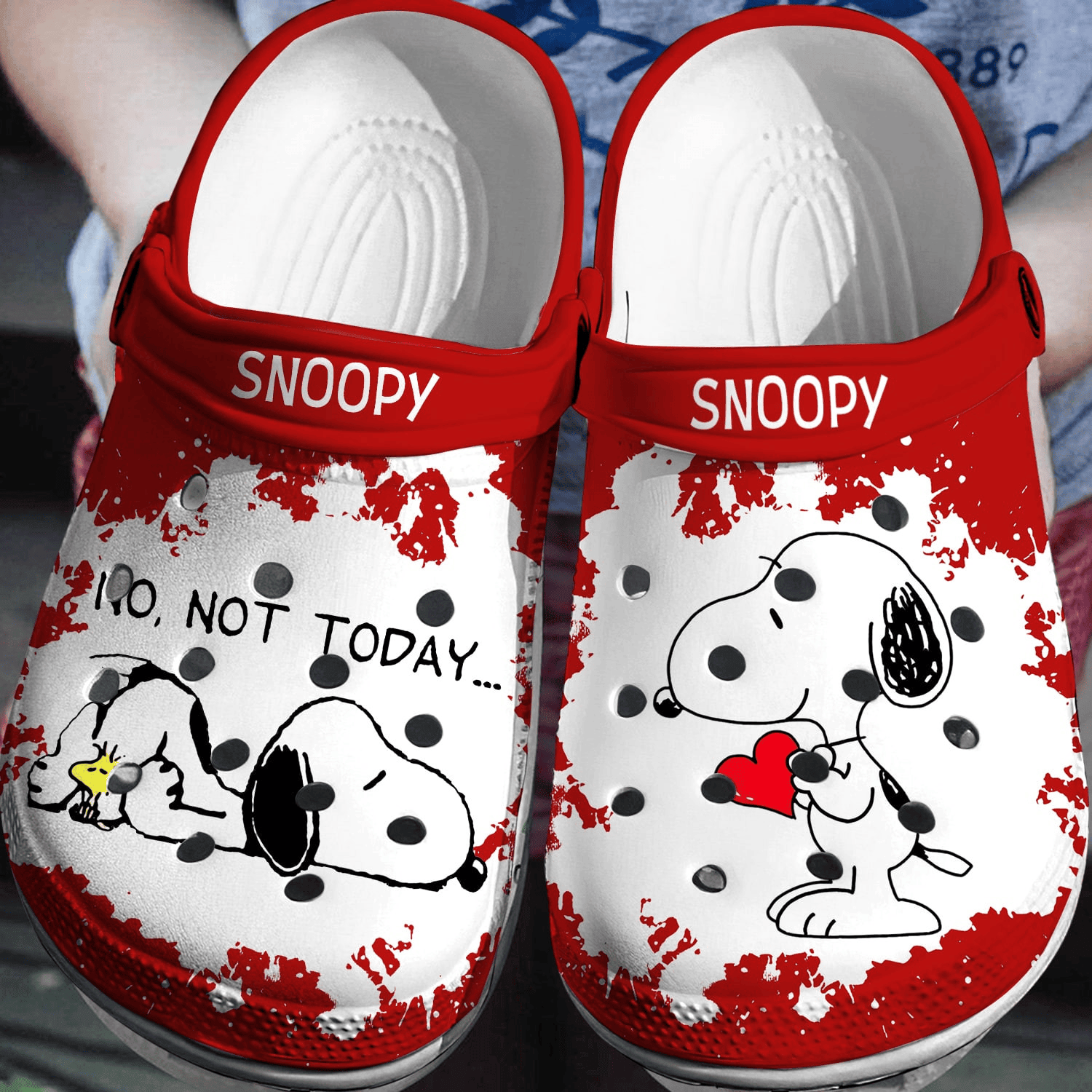 No, Not Today Snoopy Heart Clogs Shoes Crocs Comfortable For Men Women and Kids