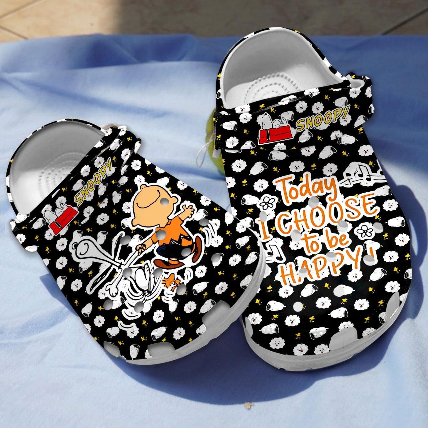 Today I Choose To Be Happy Snoopy Clogs Crocs Comfortable For Men Women and Kids